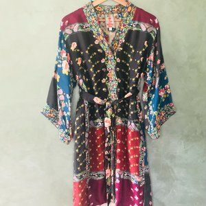 Johnny Was Silk Embroidered Dress Size S